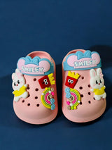 Pink Premium Eva Little Bunny Smiley Day Clogs For Kids