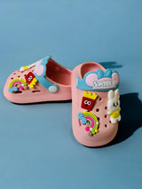 Pink Premium Eva Little Bunny Smiley Day Clogs For Kids