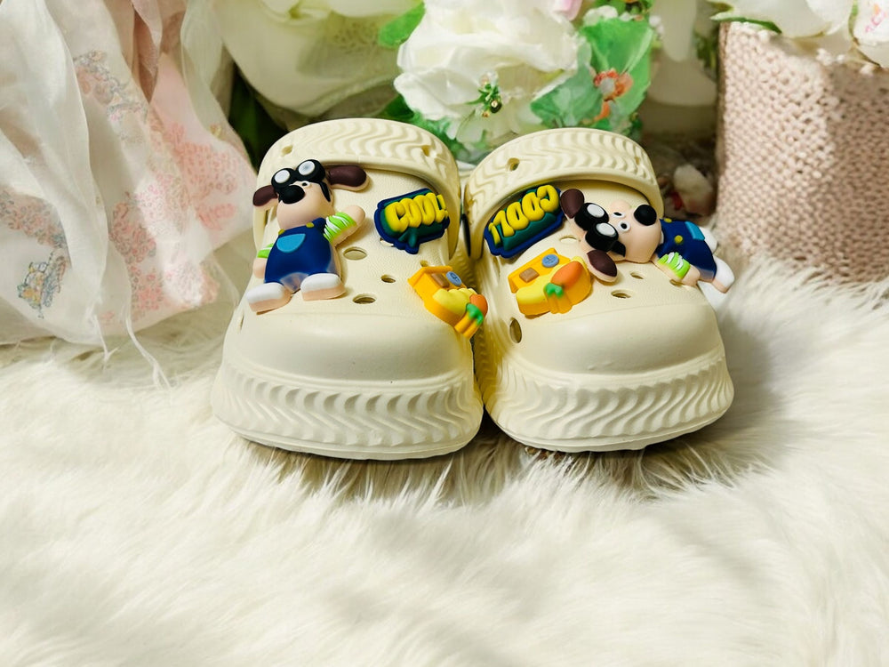 Cream Premium Eva Goofy World Clogs For Kids