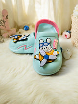 Aqua Blue Premium Eva Little Flying Jatt Clogs For Kids