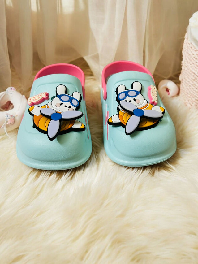 Aqua Blue Premium Eva Little Flying Jatt Clogs For Kids
