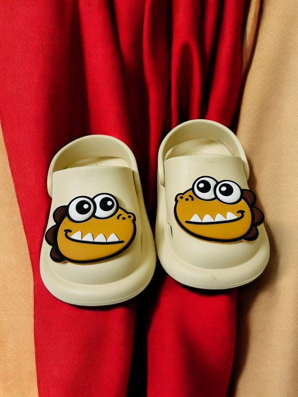 Cream Premium Eva Little Croc Face Clogs For Kids