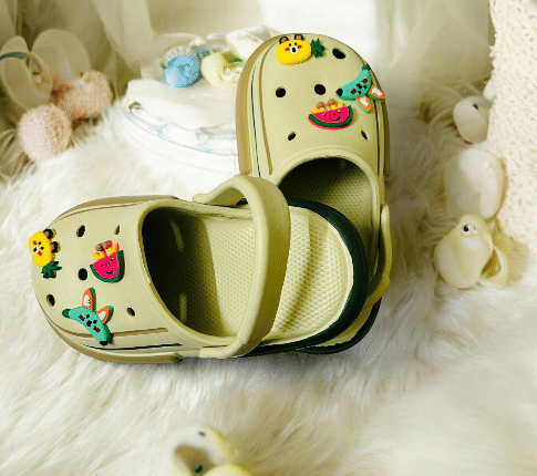 Olive Green Premium Eva Fruits Story Clogs For Kids